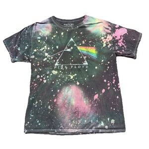 Pink Floyd Color Splatter TIE DYE Dark Side Of The Moon Medium Men's Faded